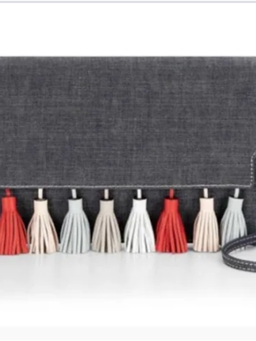 Rebecca Minkoff New Blue Denim Tassel-Trim Crossbody Clutch - Multicolor Accents